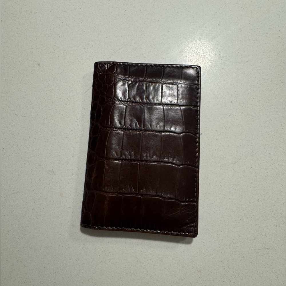 Brown Genuine Crocodile Bifold Leather Wallet